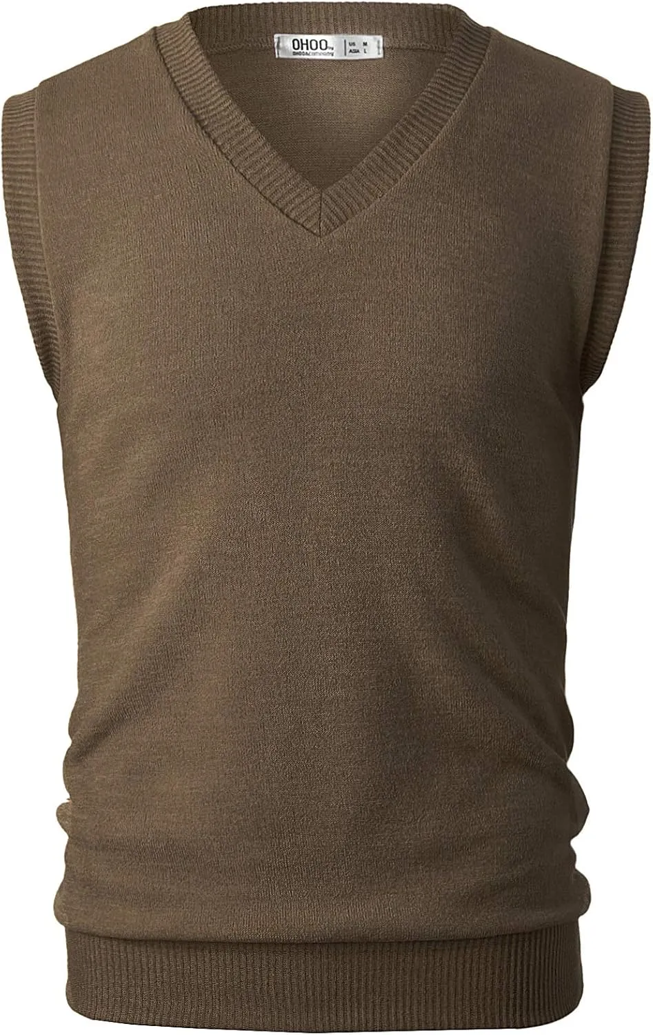 Ohoo Men's Cotton Blended Slim Fit Sweater Vest Knit V-Neck Sleeveless Pullover Sweater