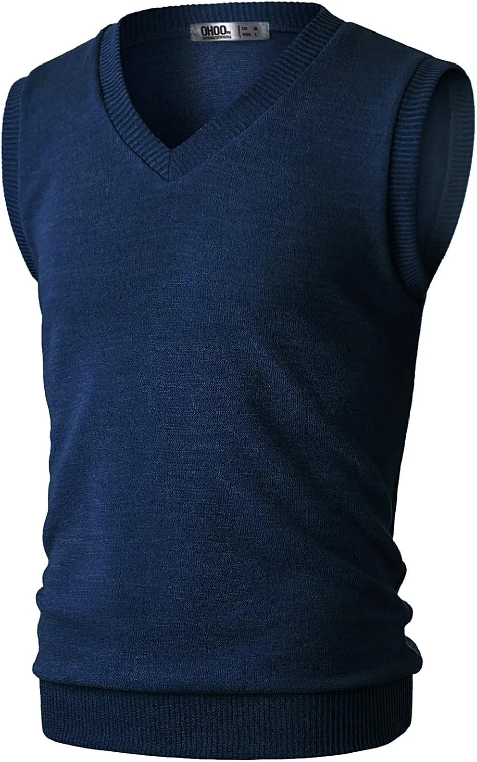 Ohoo Men's Cotton Blended Slim Fit Sweater Vest Knit V-Neck Sleeveless Pullover Sweater