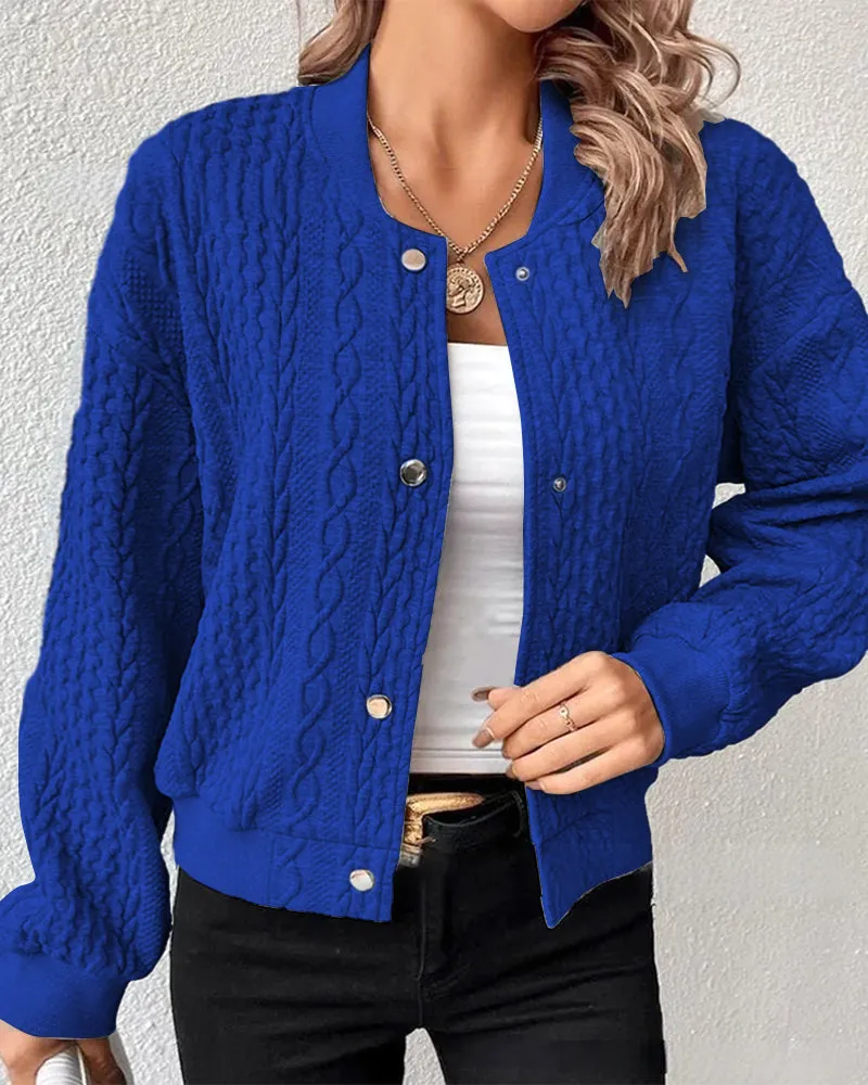Piper | Stylish Cable-Knit Bomber Jacket