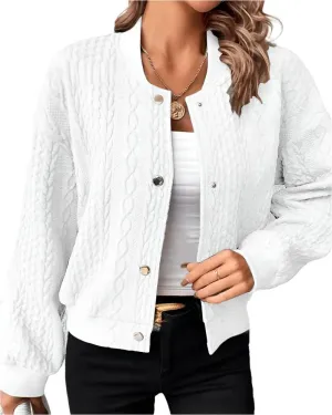 Piper | Stylish Cable-Knit Bomber Jacket