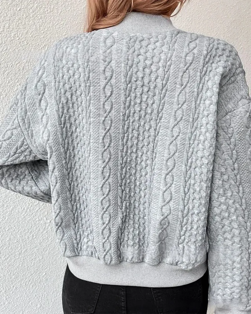 Piper | Stylish Cable-Knit Bomber Jacket