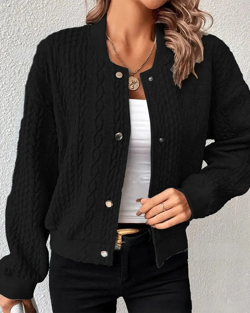 Piper | Stylish Cable-Knit Bomber Jacket