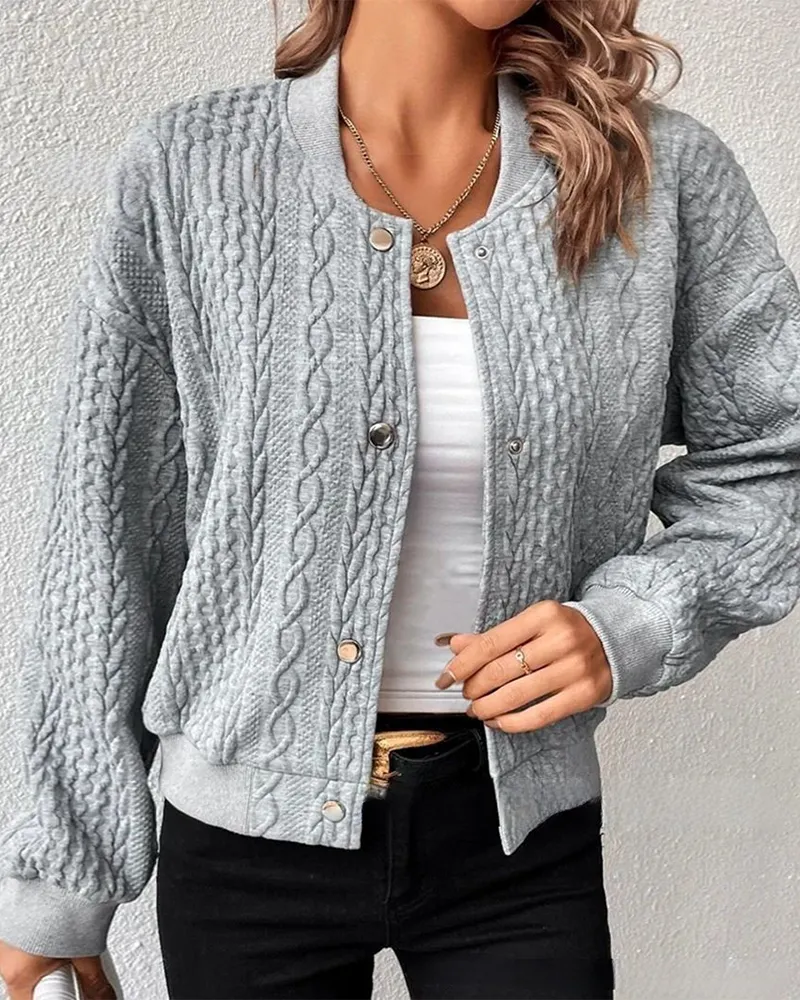 Piper | Stylish Cable-Knit Bomber Jacket