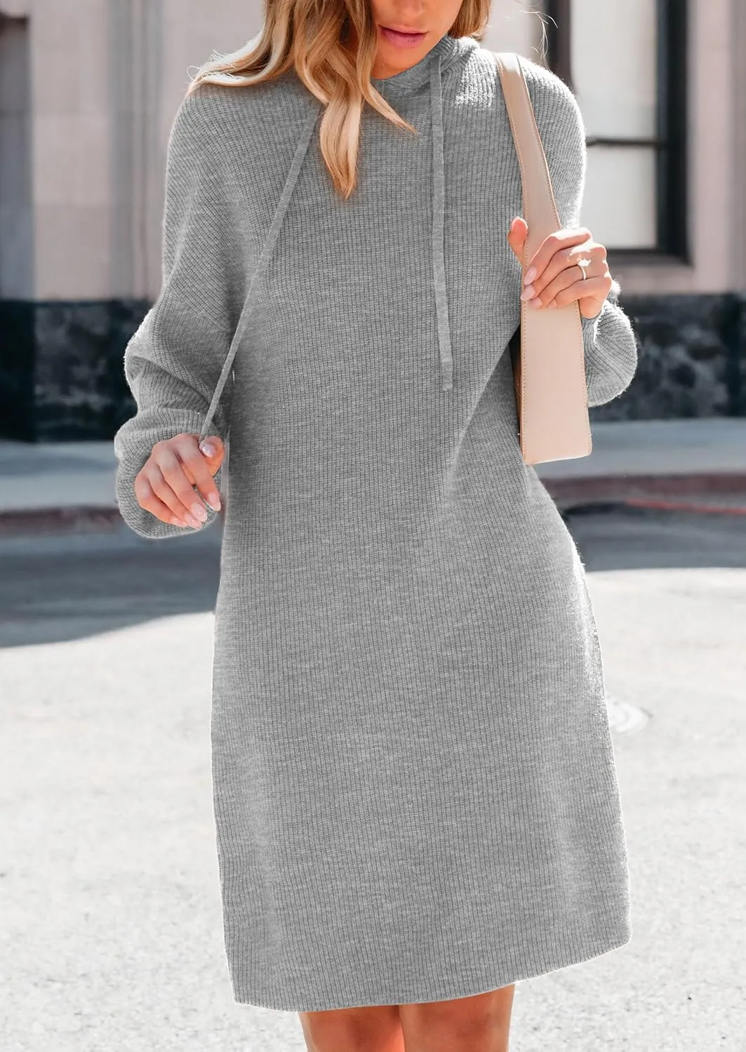 PRETTYGARDEN Women's Sweater Dress Fall Winter Casual Long Sleeve Pullover Chunky Knit Loose Oversized Hoodie Tunic Sweaters