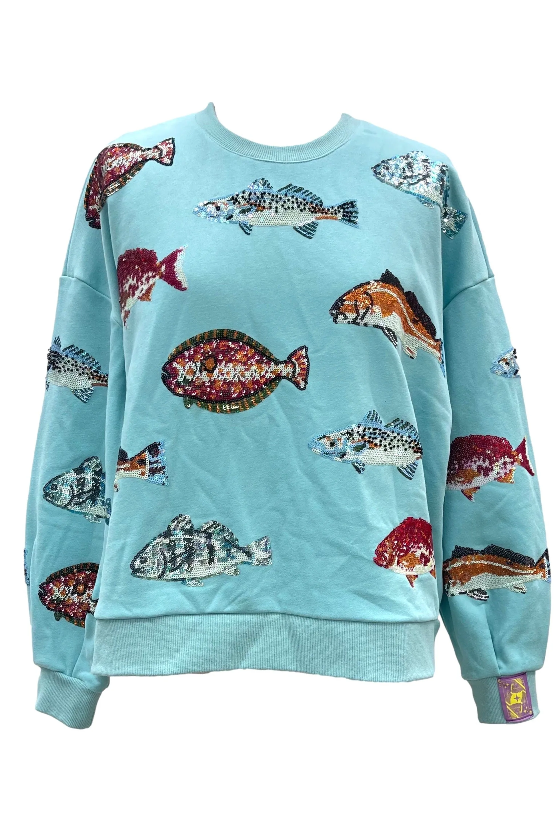 Queen Of Sparkles Light Blue Fish Sweatshirt