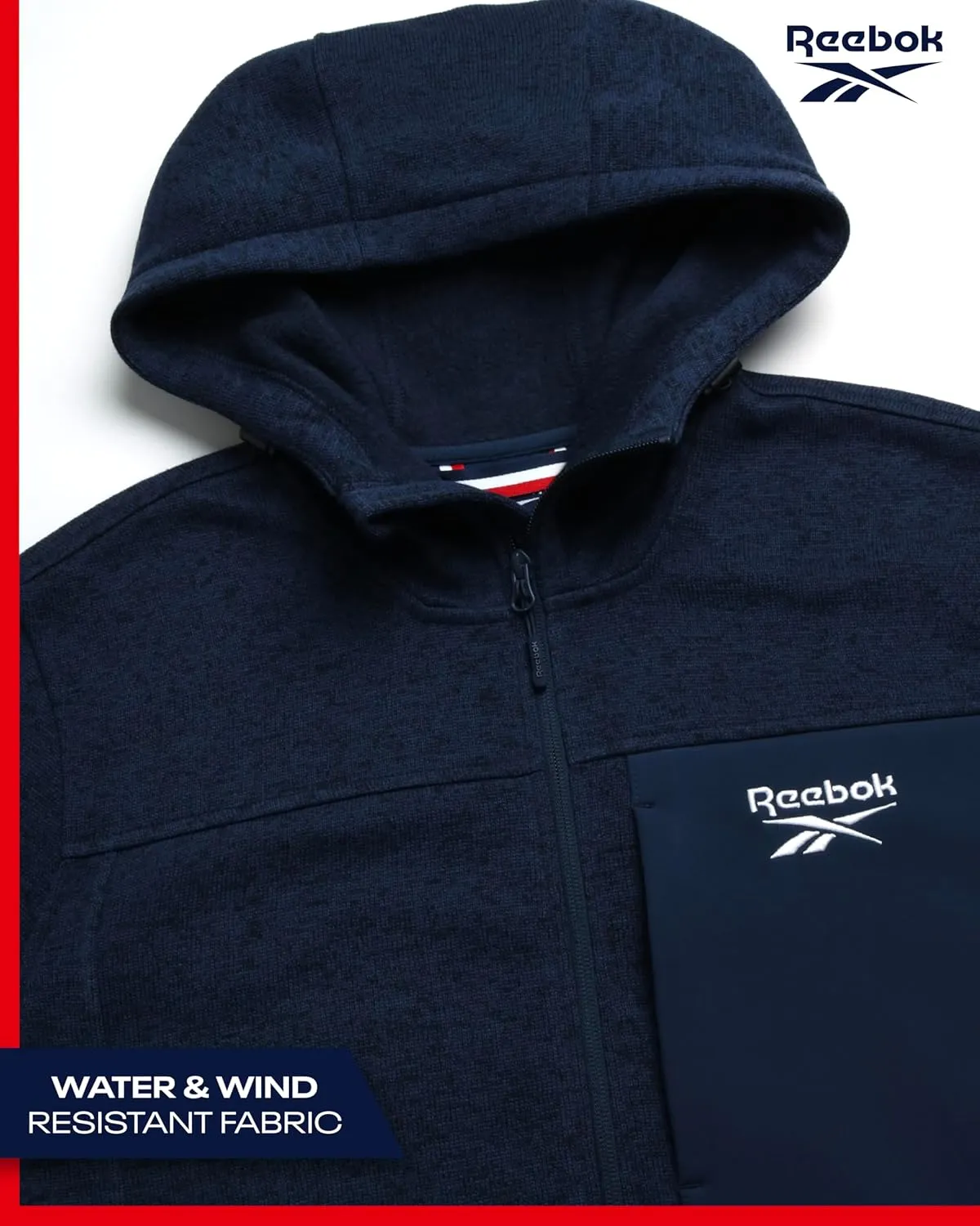 Reebok Men's Sweater Jacket - Fleece Lined Weather Resistant Insulated Outerwear - Cozy Sweater Jackets for Men (Sizes:M-XXL)