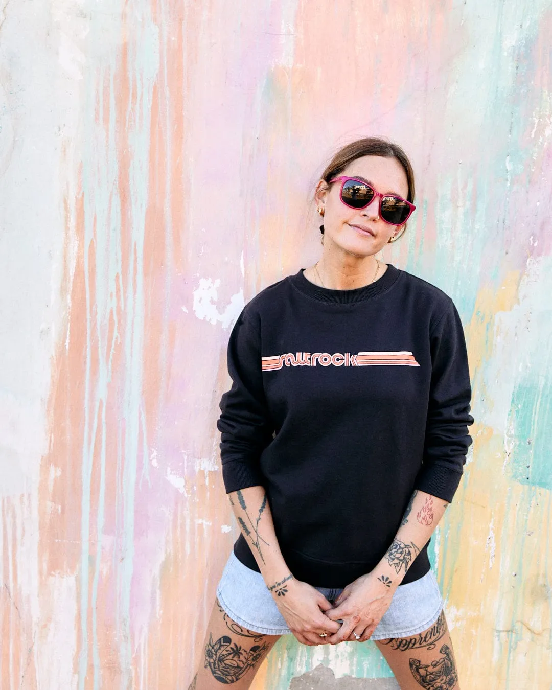 Retro Ribbon Tape - Womens Sweatshirt - Dark Grey