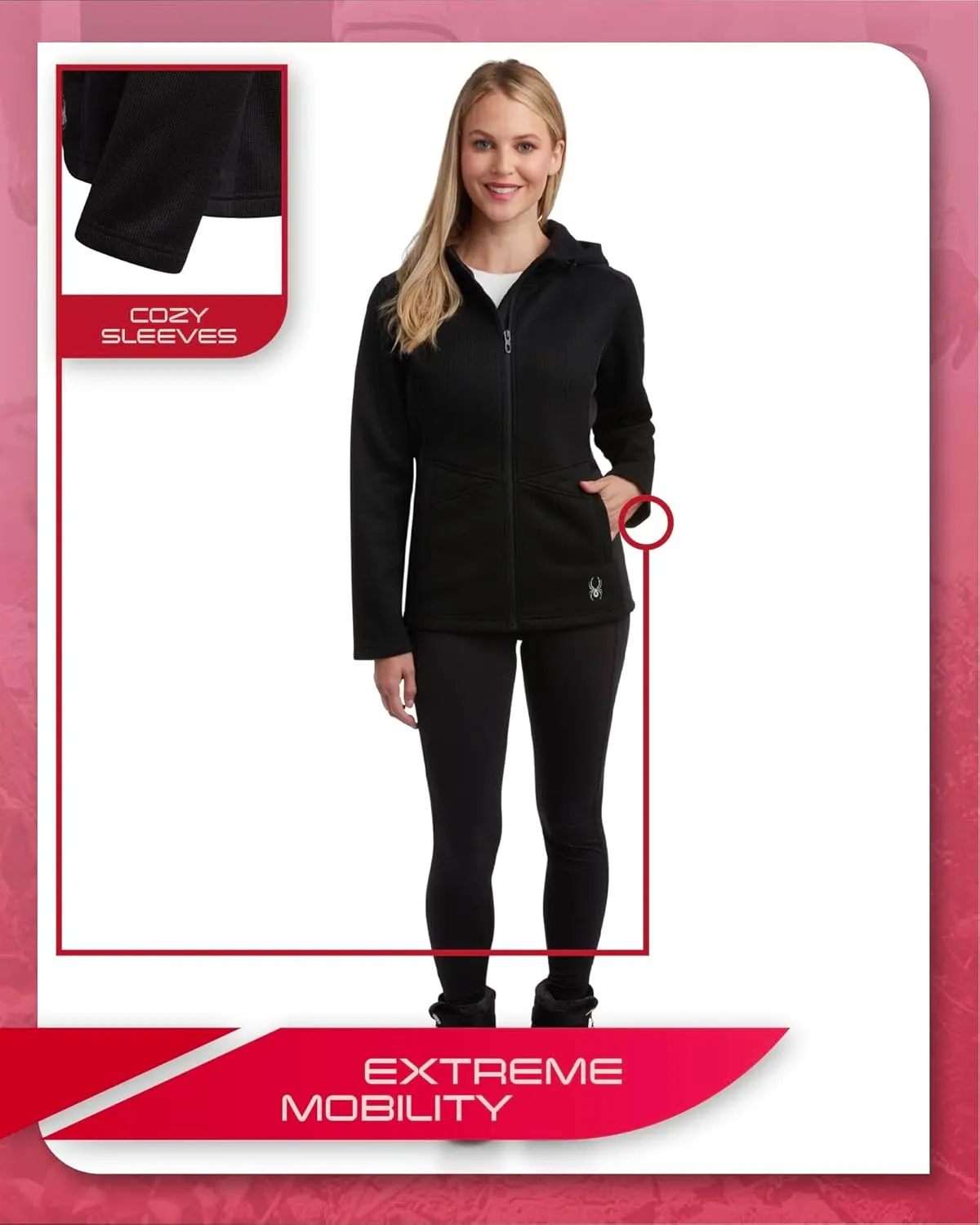 Spyder Women's Fleece Jacket - Lightweight Polar Fleece Lined, Wind-Resistant Hooded Zip Up Active Sweater Jacket (S-XL)