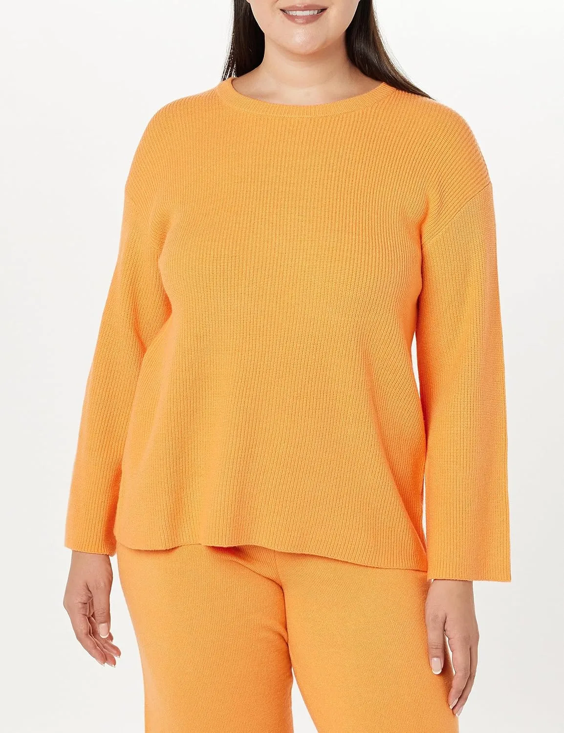 The Drop Women's Alice Crew-Neck Back-Slit Ribbed Pullover Sweater