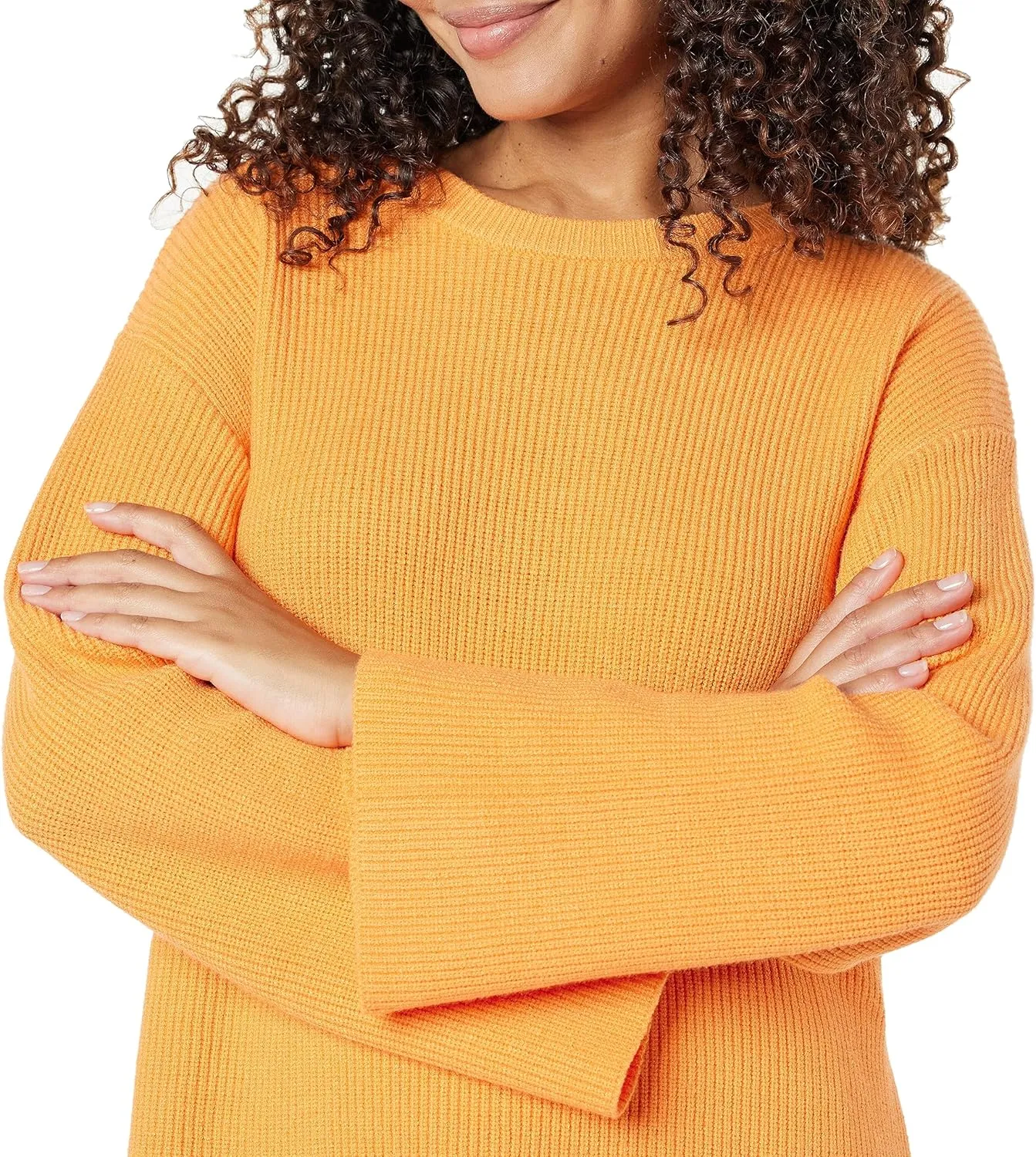 The Drop Women's Alice Crew-Neck Back-Slit Ribbed Pullover Sweater
