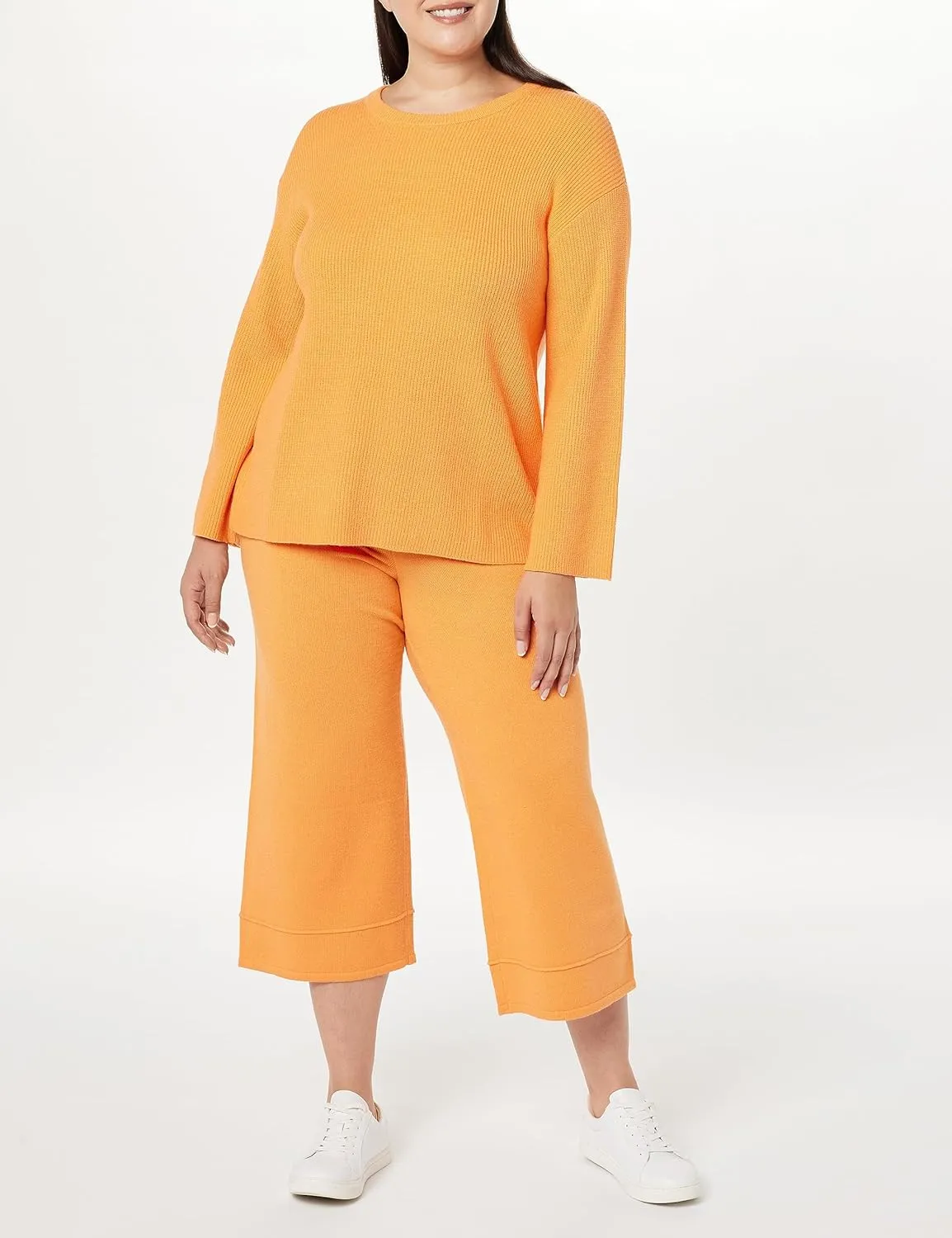 The Drop Women's Alice Crew-Neck Back-Slit Ribbed Pullover Sweater