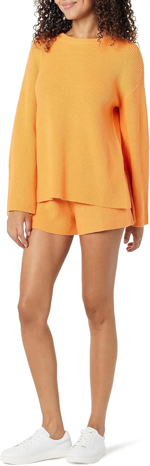 The Drop Women's Alice Crew-Neck Back-Slit Ribbed Pullover Sweater