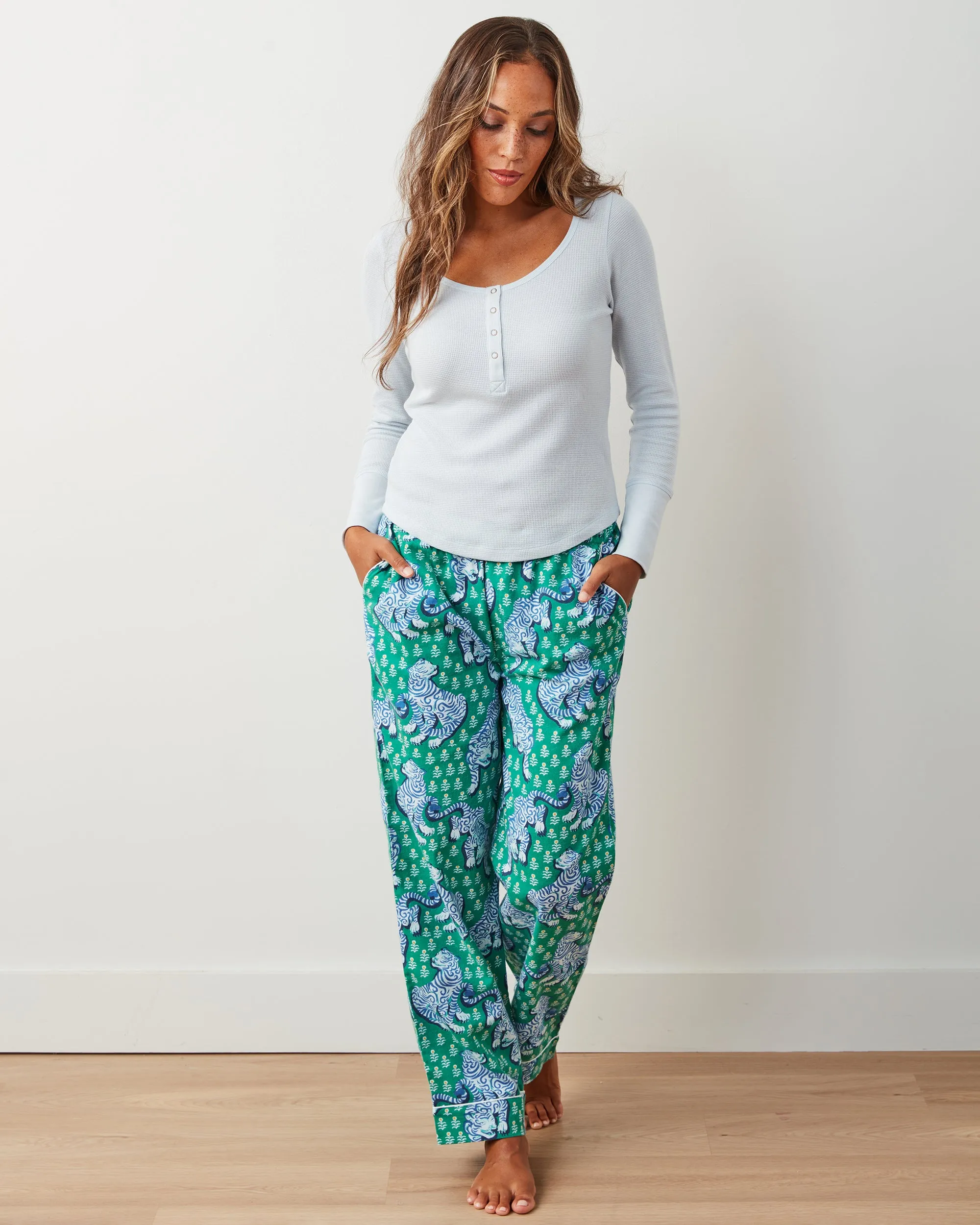 Tiger Queen - Petite Lightweight Flannel PJ Pants - Jade