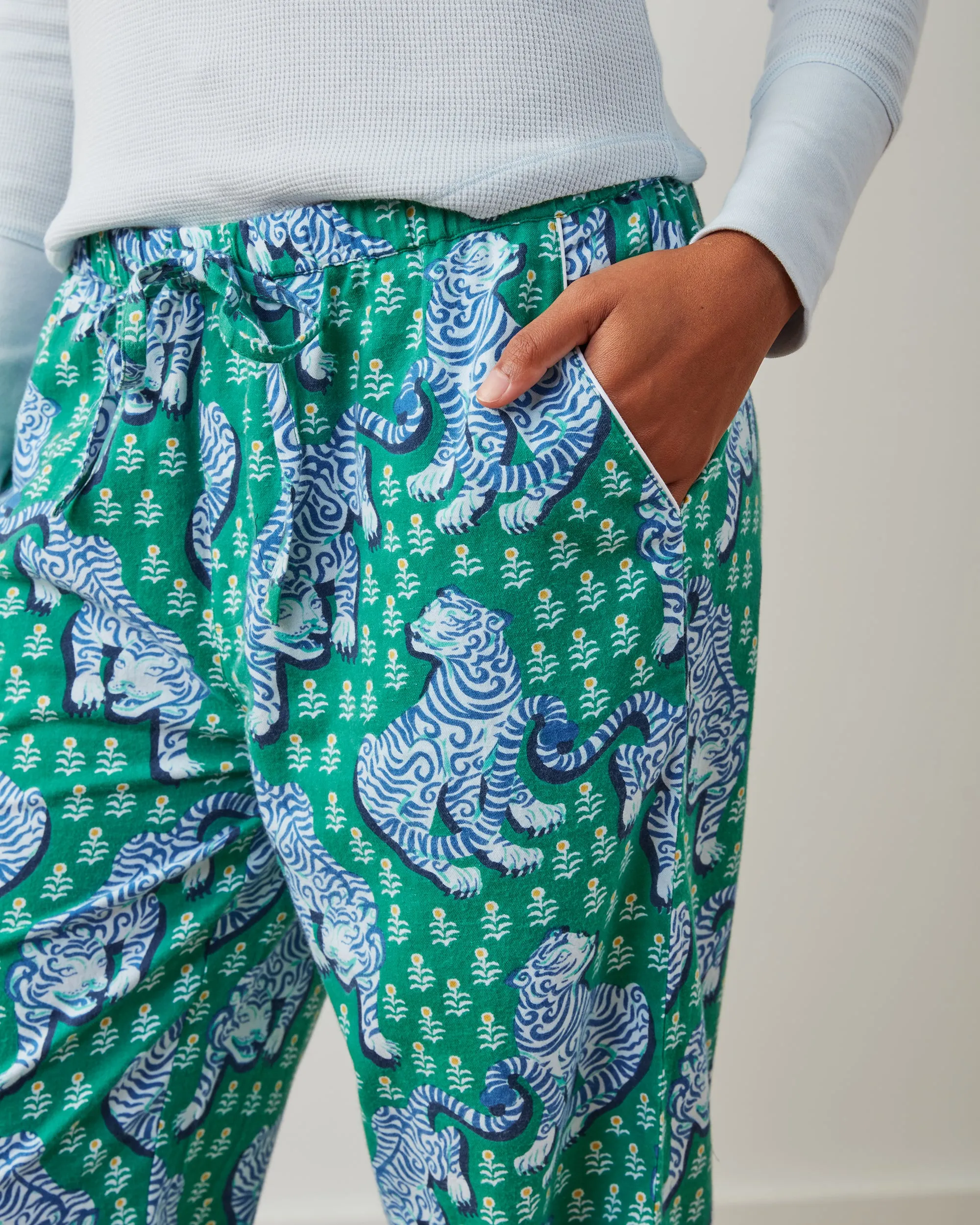 Tiger Queen - Petite Lightweight Flannel PJ Pants - Jade