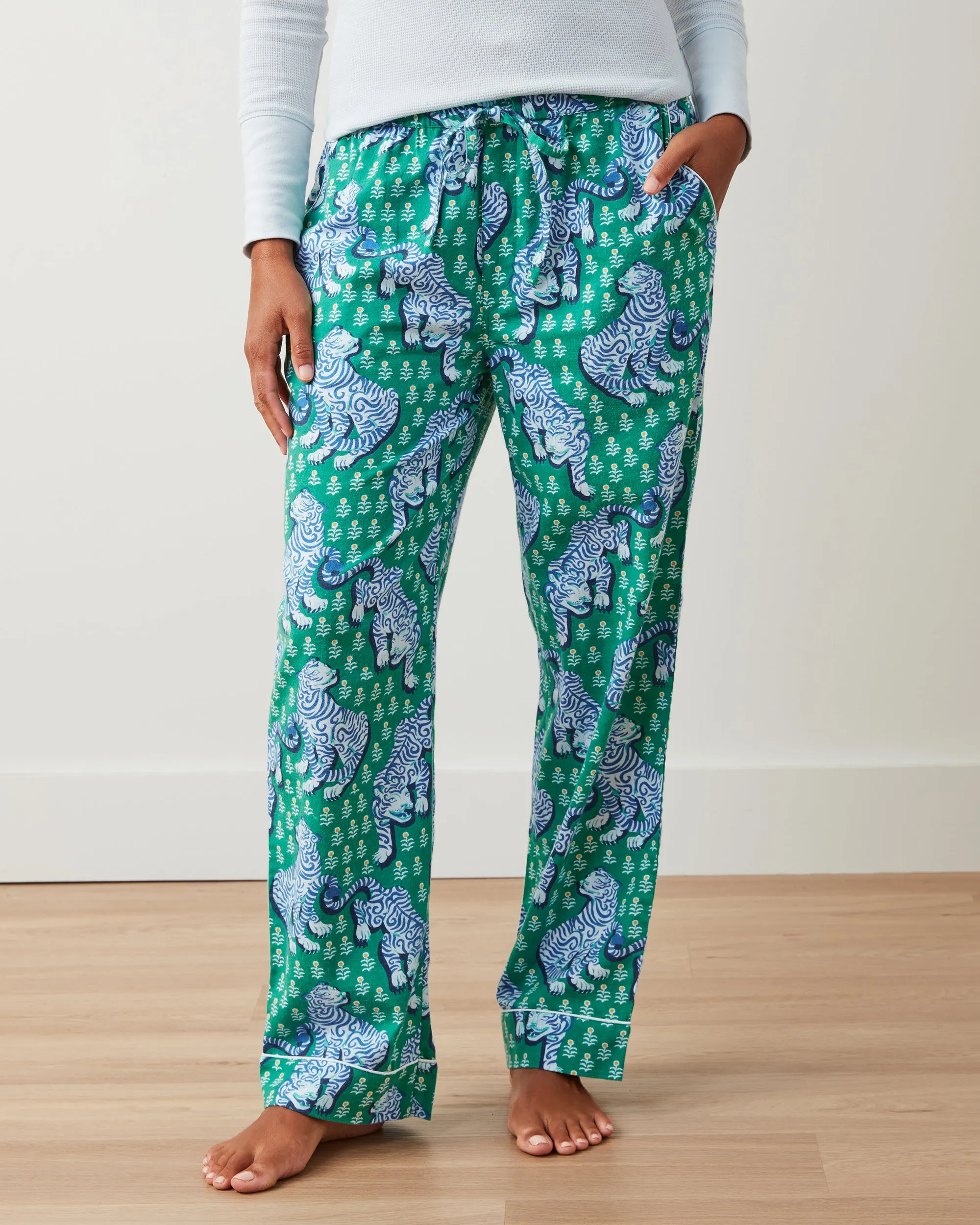 Tiger Queen - Petite Lightweight Flannel PJ Pants - Jade