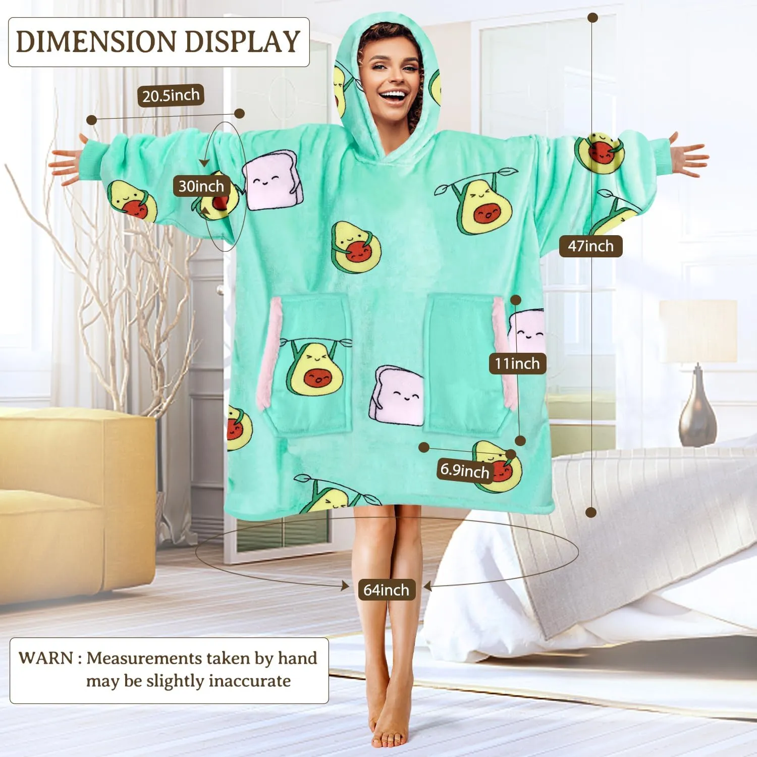 Wearable Blanket Blanket Hoodie Gifts for Adults Mom Women Men Oversized Fluffy Hoodie Cozy Hideout Hoodie Sweatshirt Sweater Blanket with Pocket (Green)