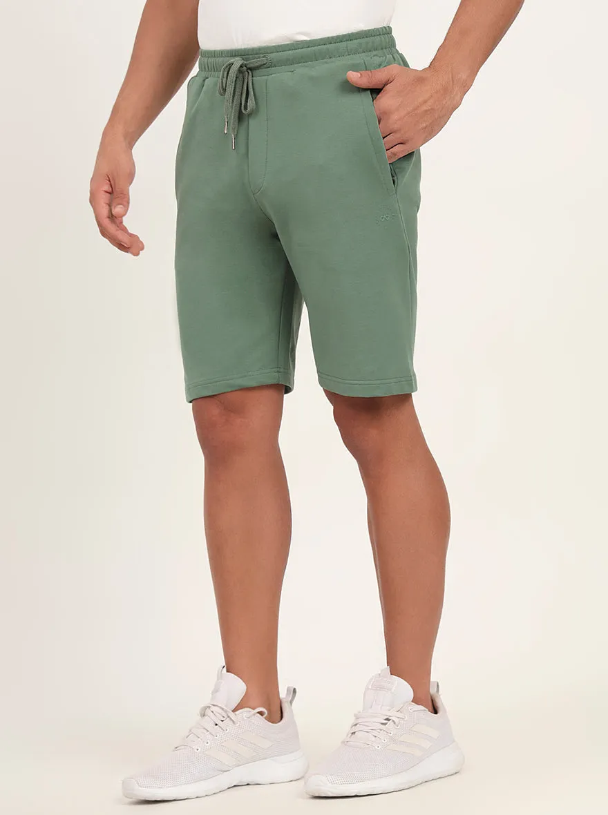 Winter Green Solid Slim Fit Shorts | JadeBlue