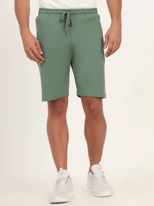 Winter Green Solid Slim Fit Shorts | JadeBlue