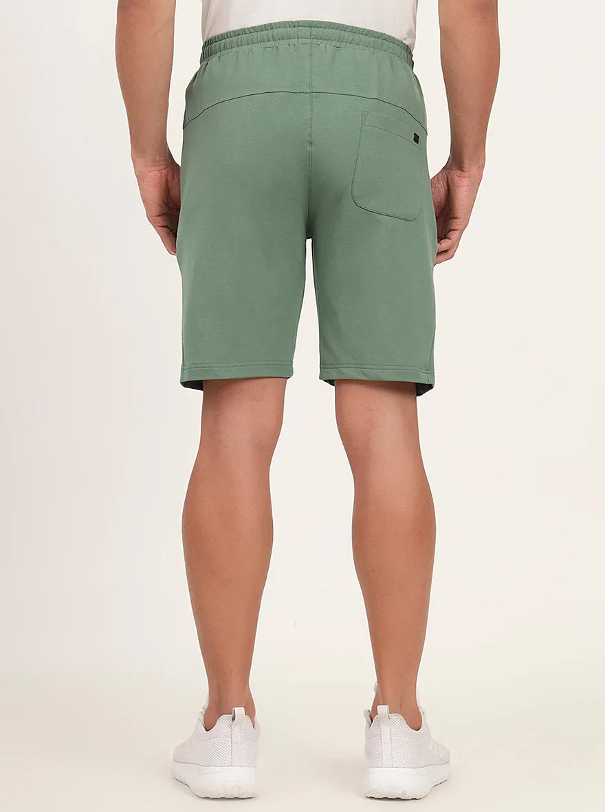 Winter Green Solid Slim Fit Shorts | JadeBlue