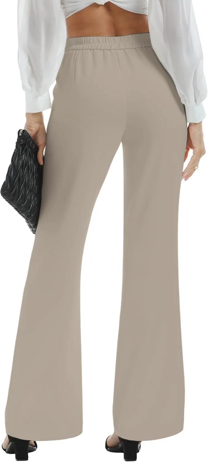 Women's High Waist Casual Dress Pants, Lightweight Wide Leg Long Trousers, Work Pants with Pockets for Women Office.