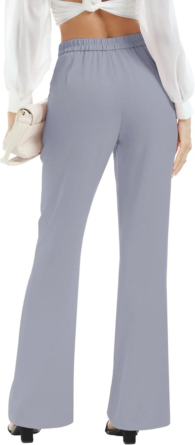 Women's High Waist Casual Dress Pants, Lightweight Wide Leg Long Trousers, Work Pants with Pockets for Women Office.