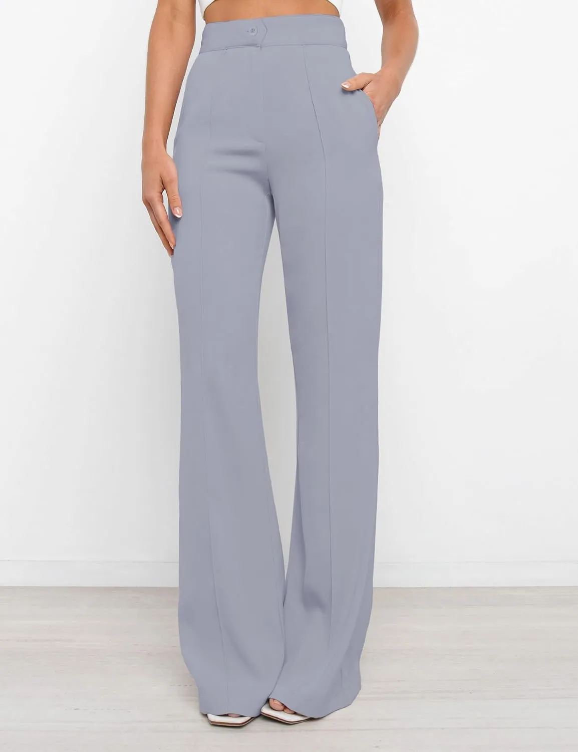 Women's High Waist Casual Dress Pants, Lightweight Wide Leg Long Trousers, Work Pants with Pockets for Women Office.