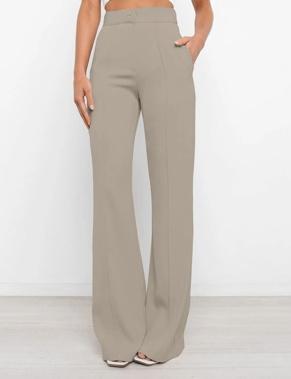 Women's High Waist Casual Dress Pants, Lightweight Wide Leg Long Trousers, Work Pants with Pockets for Women Office.