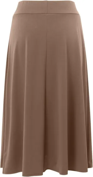 Women's Solid Lightweight Flare Midi Pull On Closure Skirt S XXL Plus Size Side Slit Skirt