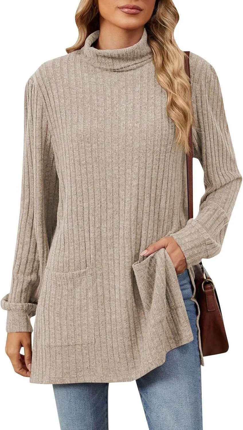 Womens V Neck Long Sleeve Shirts Casual Fall Tops Lightweight Tunic Sweaters Fashion Clothes 2024