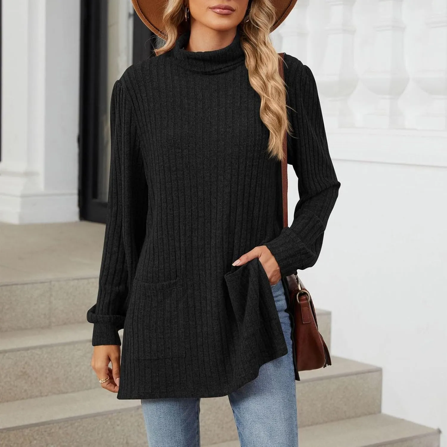 Womens V Neck Long Sleeve Shirts Casual Fall Tops Lightweight Tunic Sweaters Fashion Clothes 2024