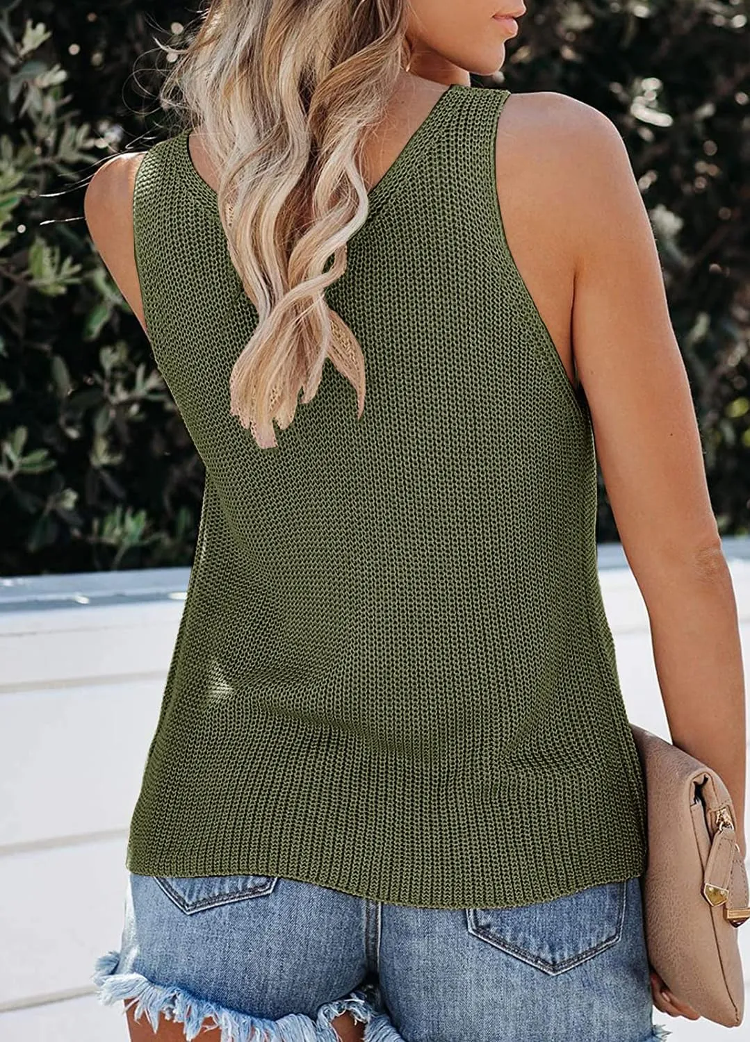 YEXIPO Womens Summer Sleeveless V Neck Sweater Vest Fall Loose Casual Knit Tank Tops